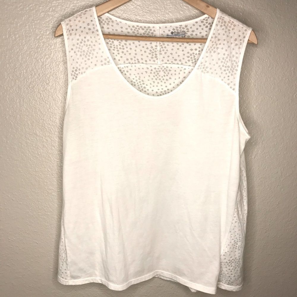 Columbia White Sleeveless Top Sheer Burn out